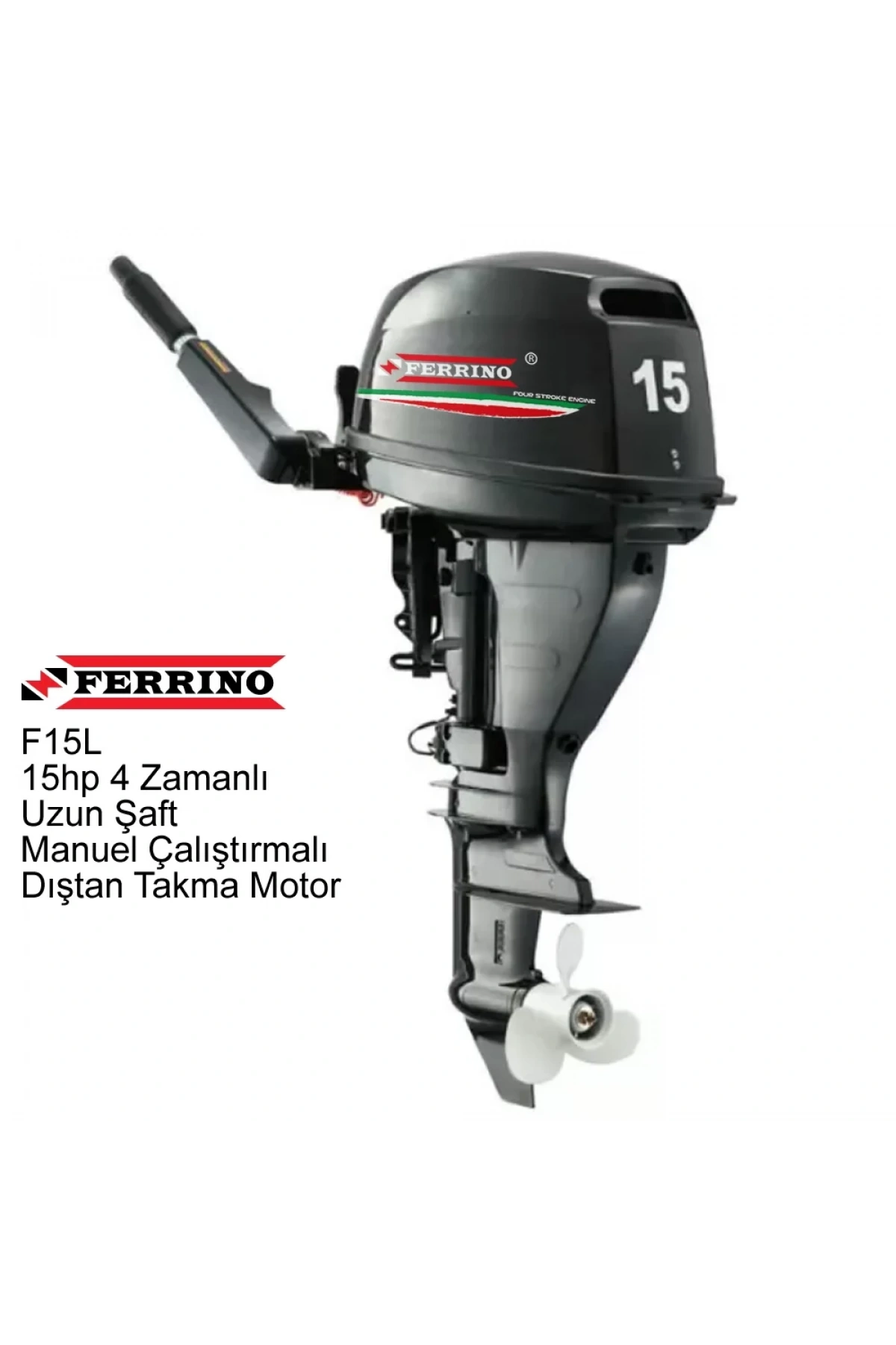 Ferrino 15hp 4 Zamanlı Uzun Şaft Manuel Çalıştırmalı Dıştan Takma Motor