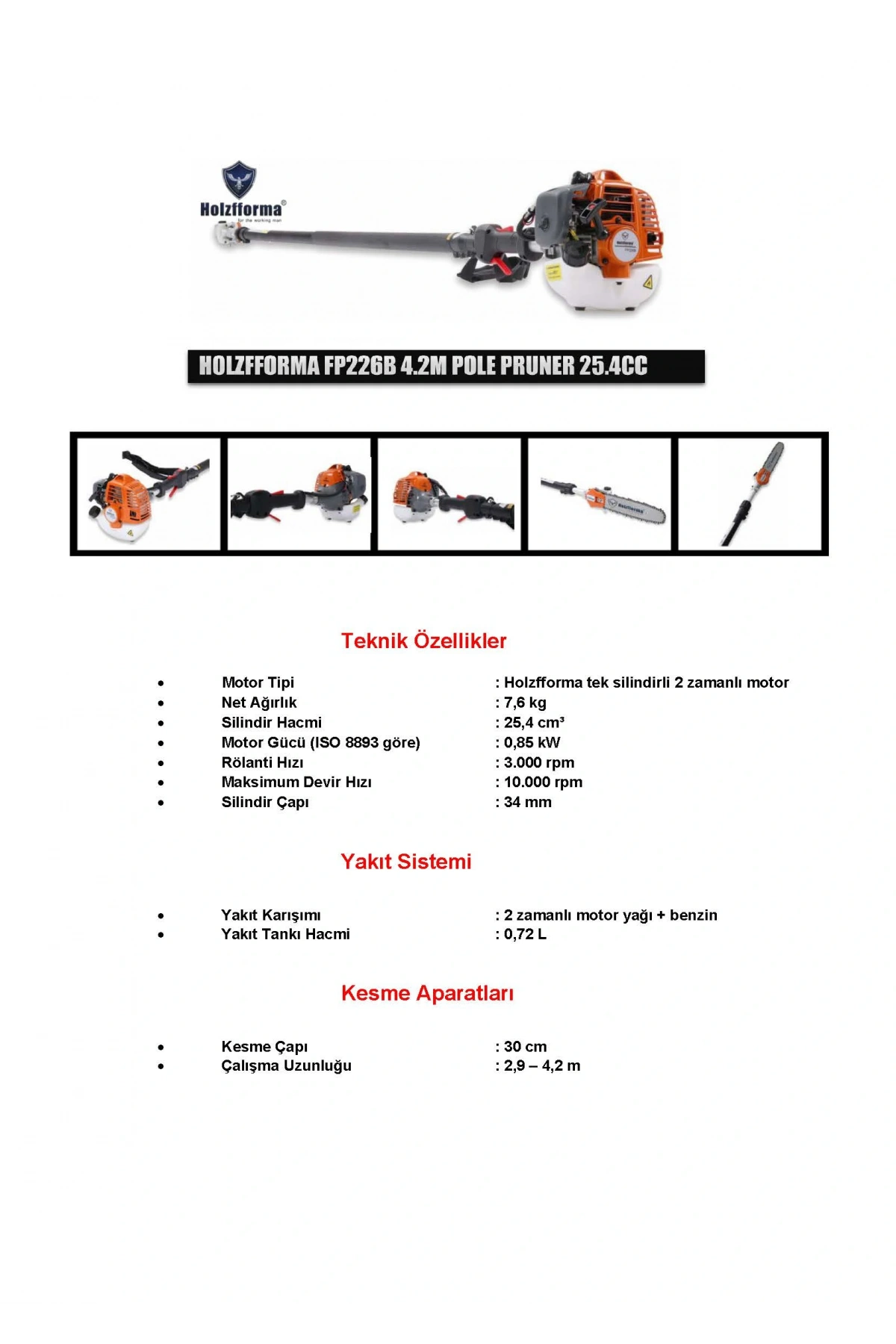 HOLZFFORMA FP226B TELESKOBİK BUDAMA TESTERESİ 4.2M