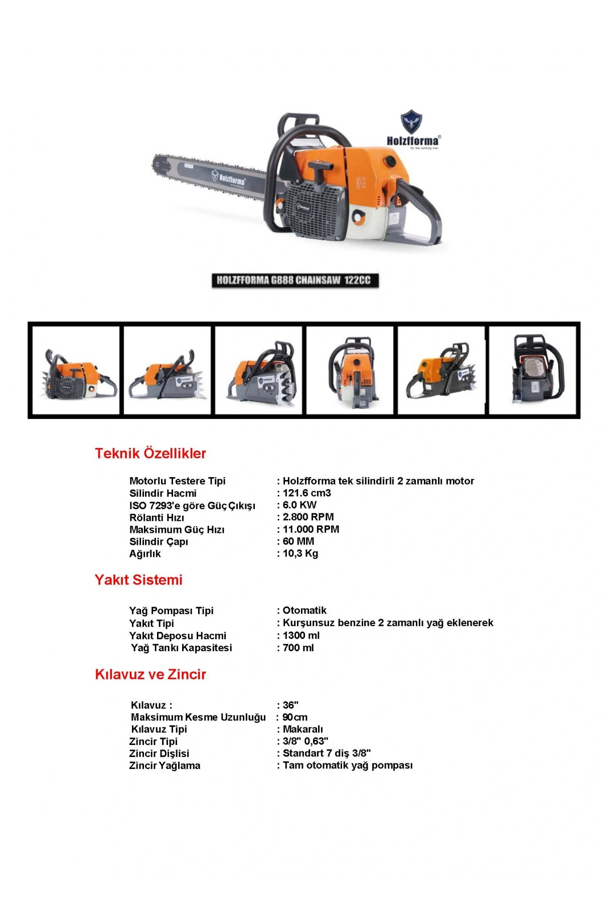 HOLZFFORMA G888 BENZİNLİ MOTORLU TESTERE