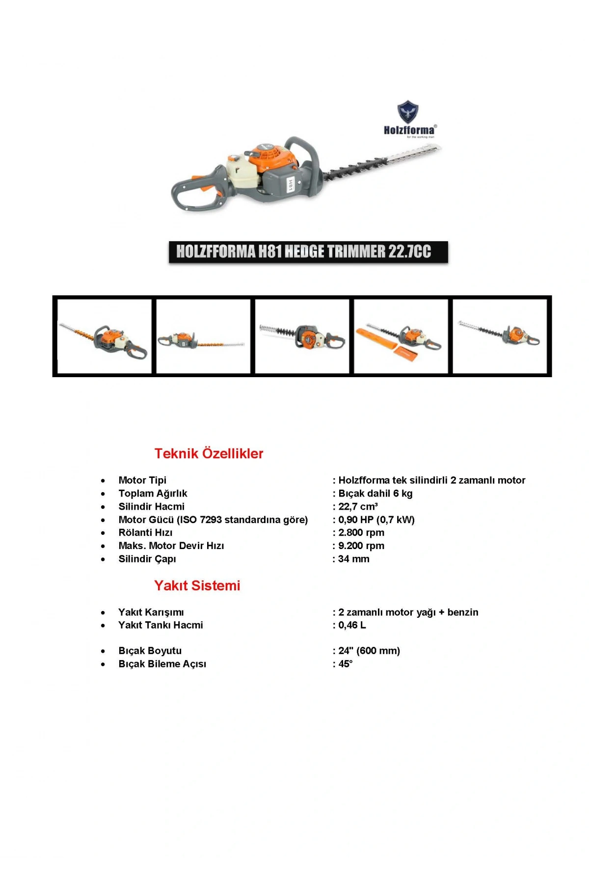 HOLZFFORMA H81 ÇİT BUDAMA MAKİNESİ