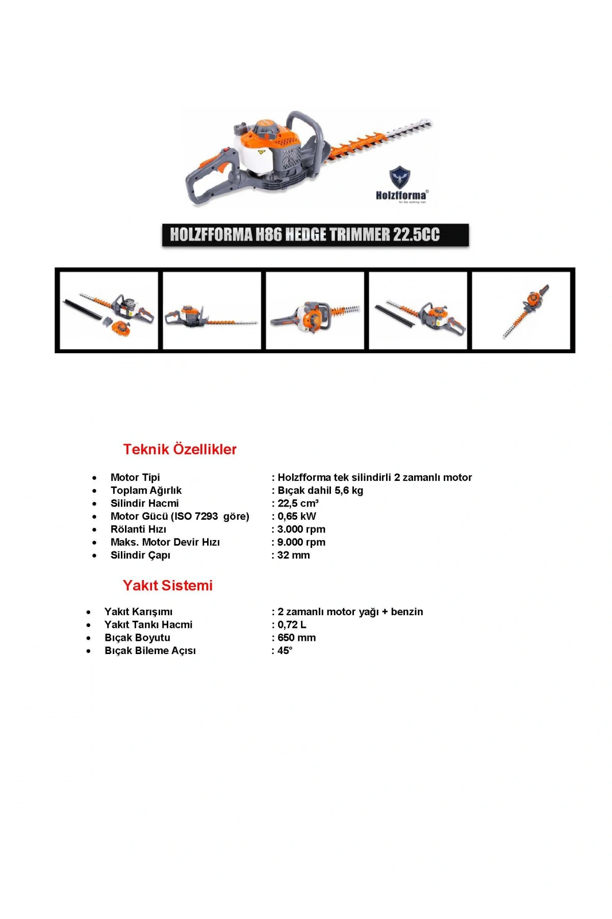 HOLZFFORMA H86 ÇİT BUDAMA MAKİNESİ