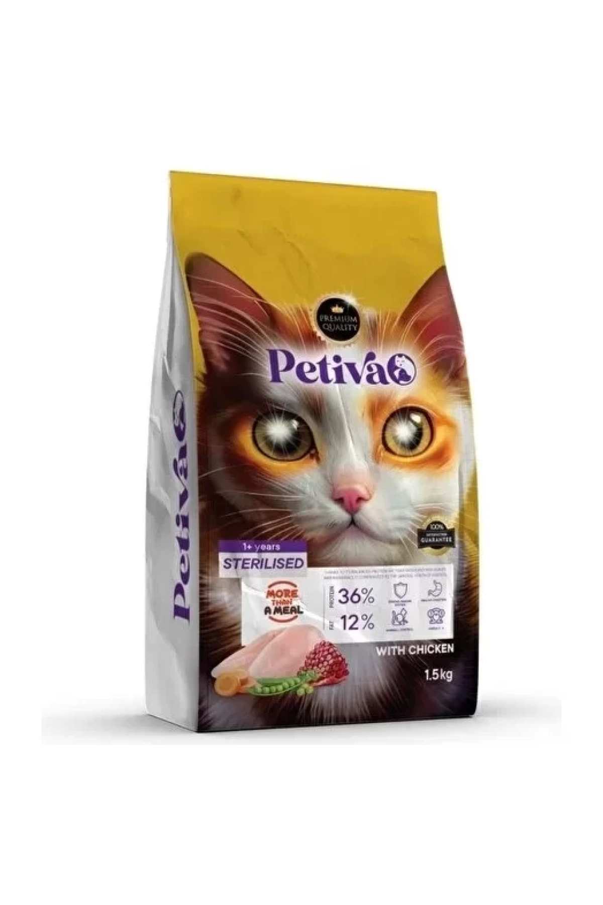 Petiva Kısırlaştırılmış Tavuklu Kedi Maması 1.5Kg