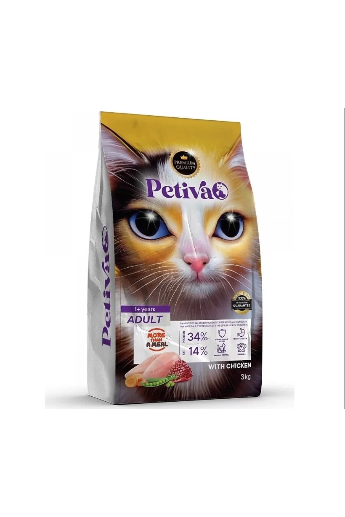 Petiva Tavuklu Yetişkin Kedi Maması 3 Kg