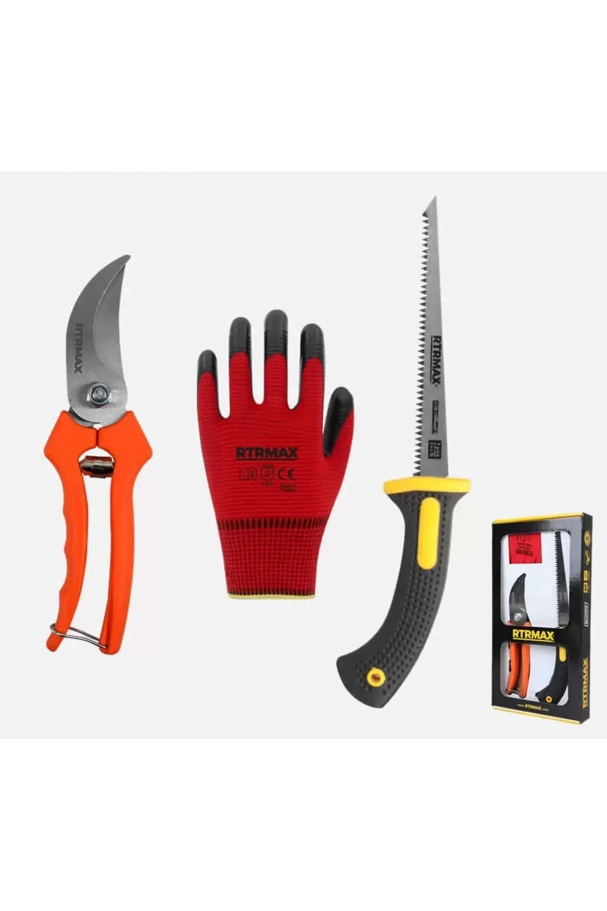 Rtrmax 3Lü Bahçe Seti Budama Makası Budama Testeresi Eldiven
