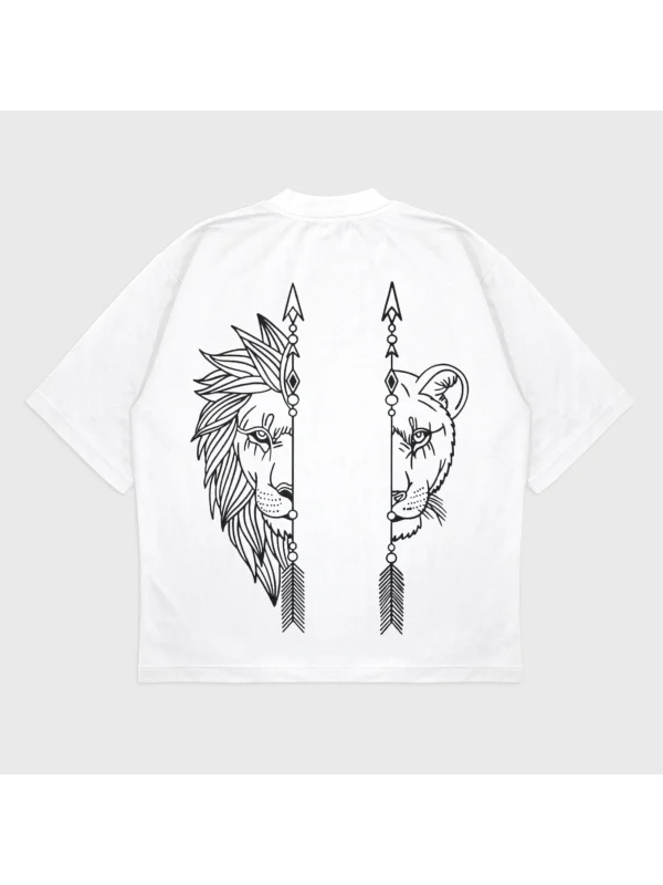 Oversize Strong Baskılı Bisiklet Yaka T-Shırt