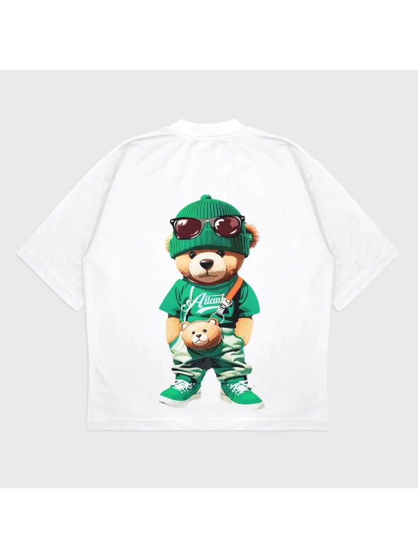 Oversize Aılant Baskılı Bisiklet Yaka T-Shırt