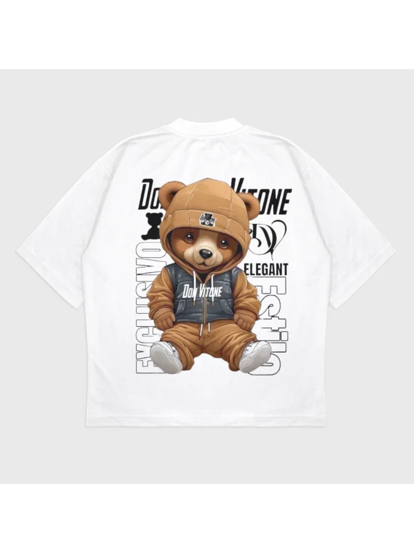 Oversize Don Vıtone Baskılı Bisiklet Yaka T-Shırt