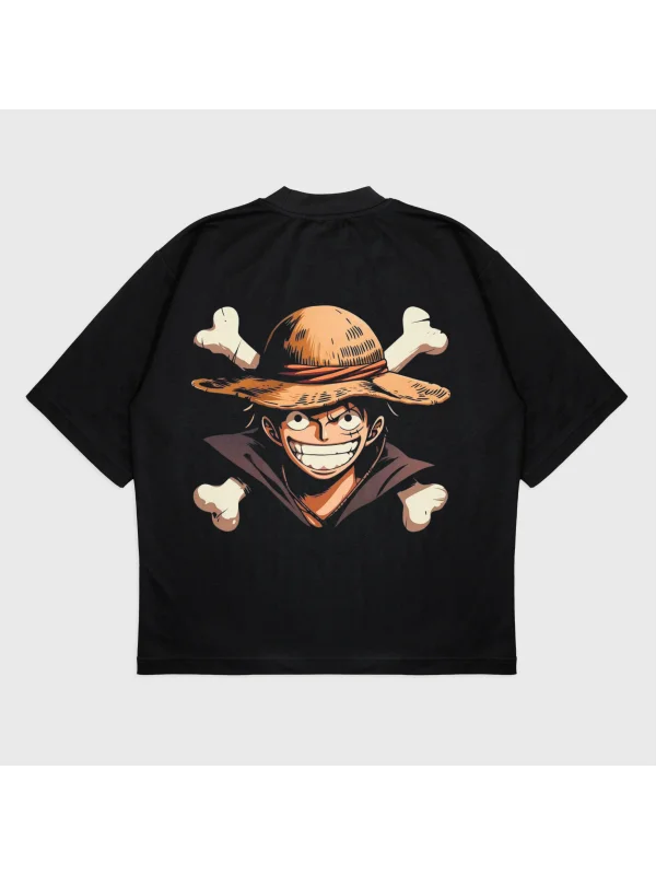 Oversize One Piece Baskılı Bisiklet Yaka T-Shırt