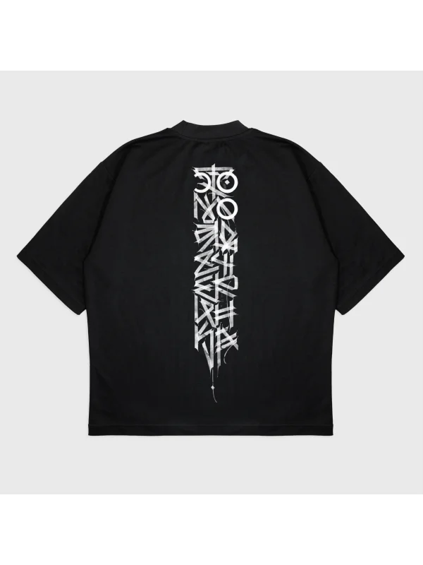 Oversize Half Tee Fabric  Baskılı Bisiklet Yaka T-Shırt