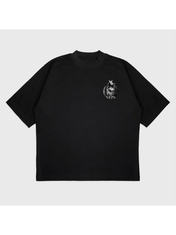 Oversize Kurt Baskılı T-Shırt