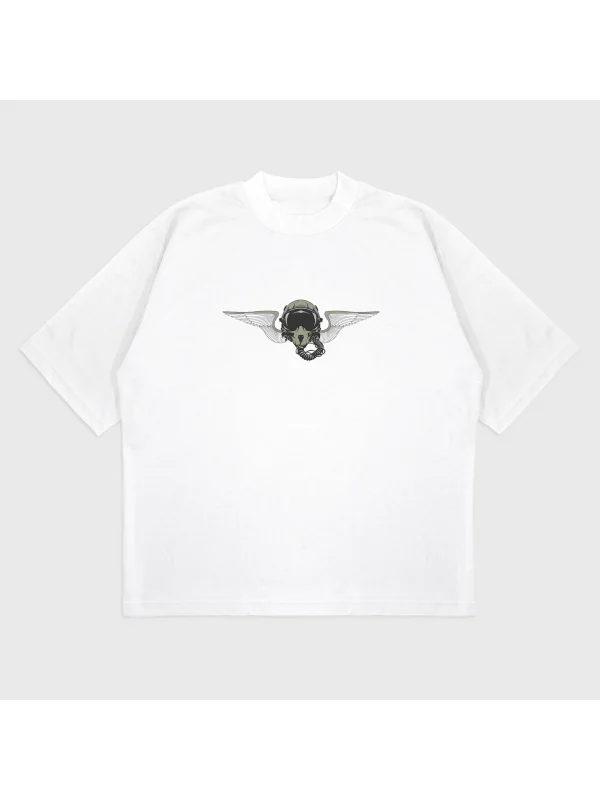 Oversize Duruş Baskılı T-Shırt