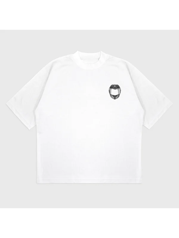 Oversize biker girl Baskılı T-Shırt