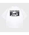 Oversize Clear Wısıon Baskılı Bisiklet Yaka T-Shırt