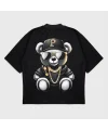 Oversize Gang Bear Baskılı Bisiklet Yaka T-Shırt