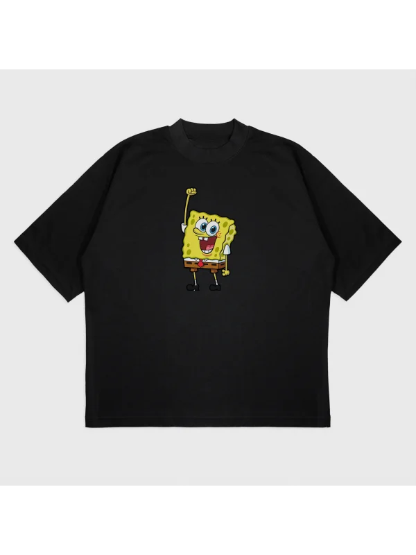 Oversize Sünger Boob Baskılı T-Shırt