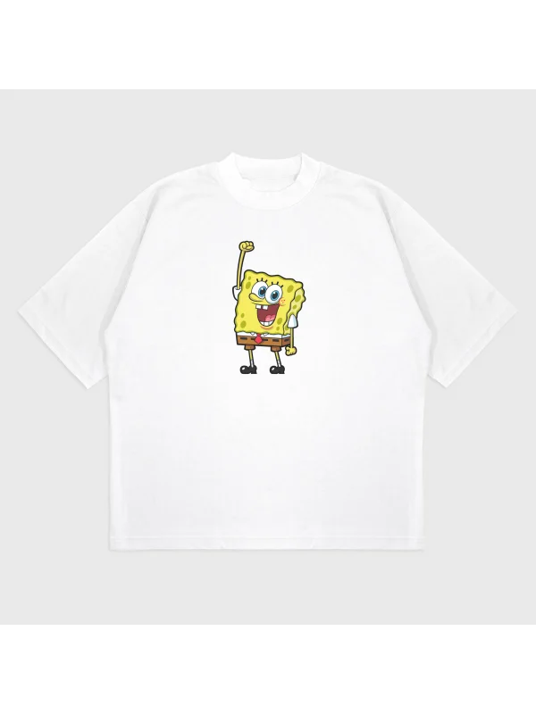 Oversize Sünger Boob Baskılı T-Shırt