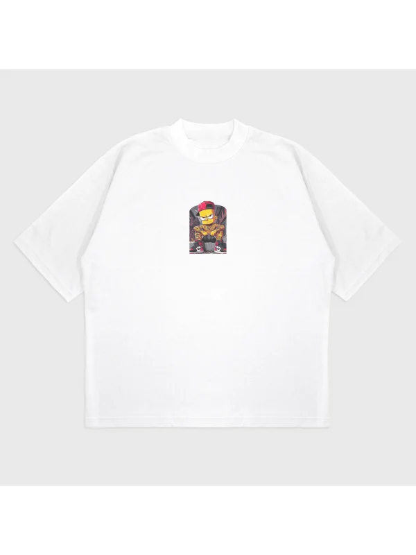 Oversize Simpaon Baskılı T-Shırt
