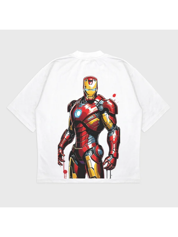 Oversize Iron Man Baskılı T-Shırt
