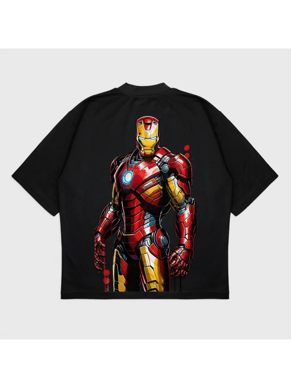 Oversize Iron Man Baskılı T-Shırt