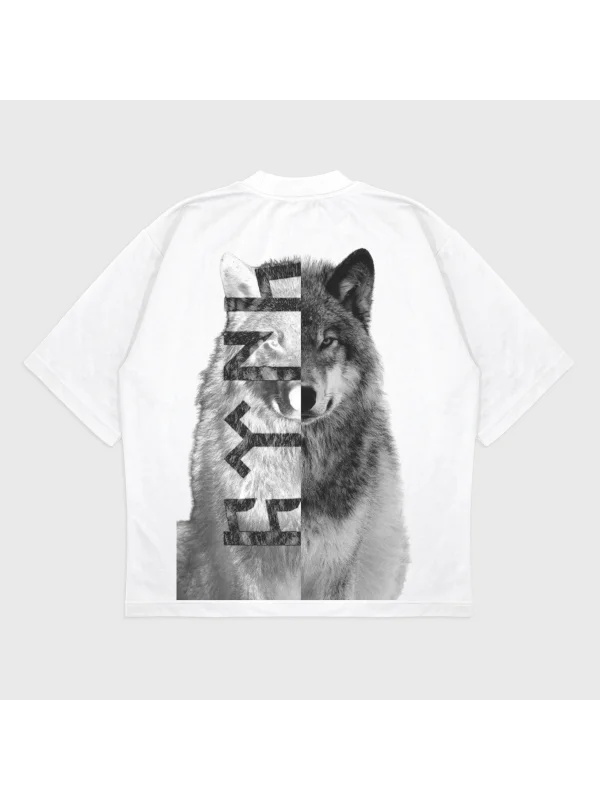 Oversize Kurt Baskılı T-Shırt