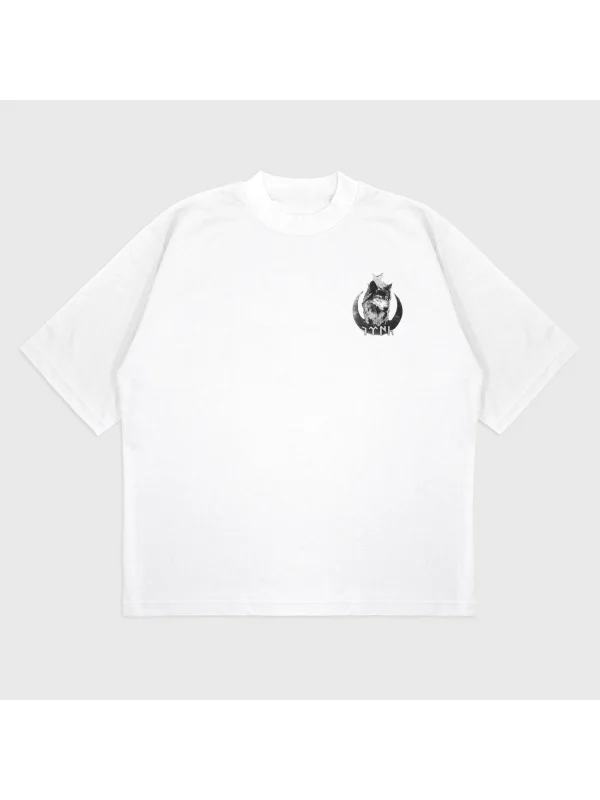 Oversize Kurt Baskılı T-Shırt