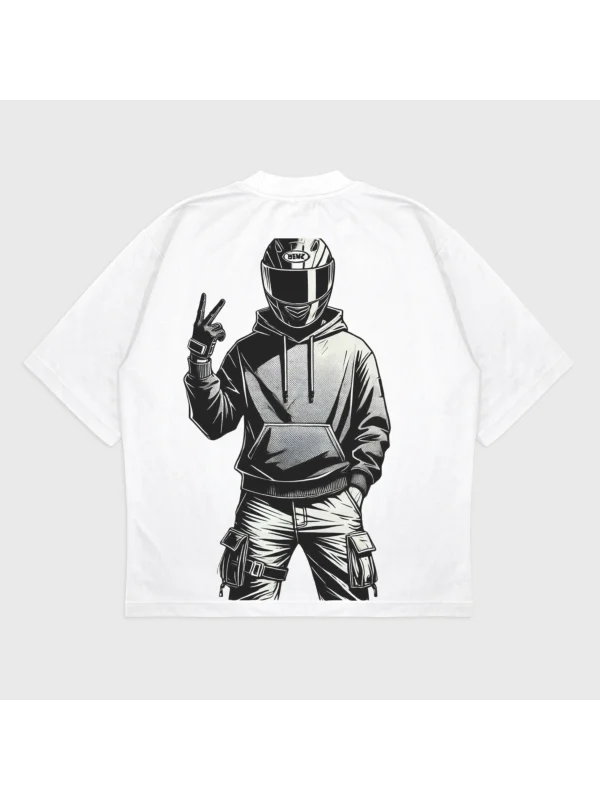 Oversize Duruş Baskılı T-Shırt