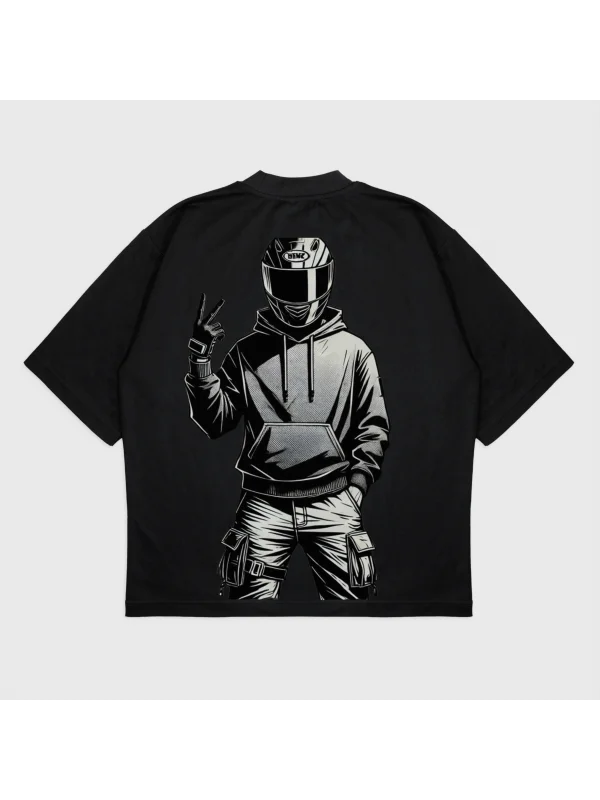 Oversize Duruş Baskılı T-Shırt