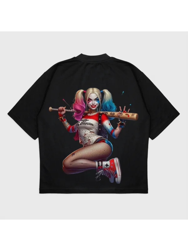 Oversize Harley Quinn Baskılı T-Shırt