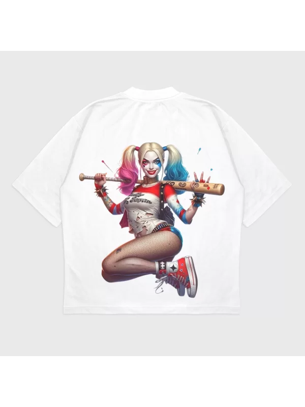Oversize Harley Quinn Baskılı T-Shırt