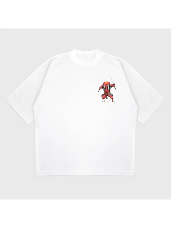 Oversize Deadpool Baskılı T-Shırt