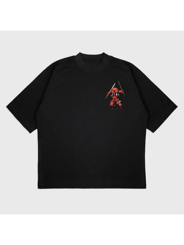 Oversize Deadpool Baskılı T-Shırt