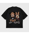 Oversize Mouse Street Couple Baskılı T-Shırt