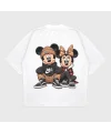 Oversize Mouse Street Couple Baskılı T-Shırt