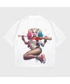 Oversize Harley Quinn Baskılı T-Shırt