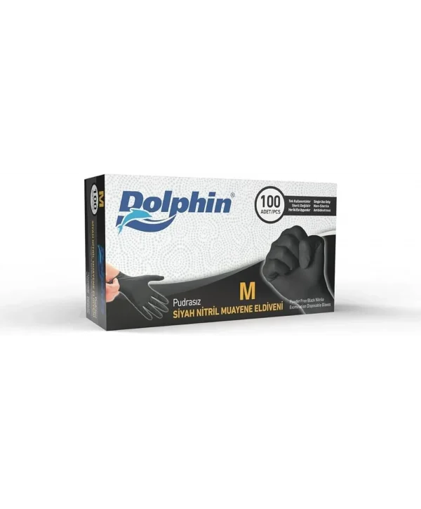 ELDİVEN DOLPHİN NİTRİL KALIN SİYAH ORTA 100*10 LU