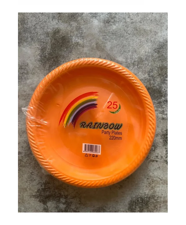 RAİNBOW PLAS TABAK TURUNCU 22 CM 25 Lİ *40