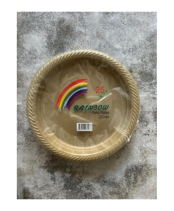 RAİNBOW PLAS TABAK GOLD 22 CM 25 Lİ *40