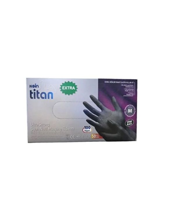 ELDİVEN TİTAN EKSTRA SİYAH ORTA  (M) 50* 20 Lİ