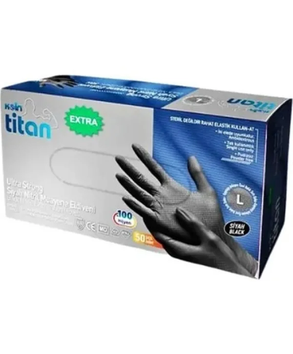 ELDİVEN TİTAN EKSTRA SİYAH  BÜYÜK  ( L)  50*20 Lİ