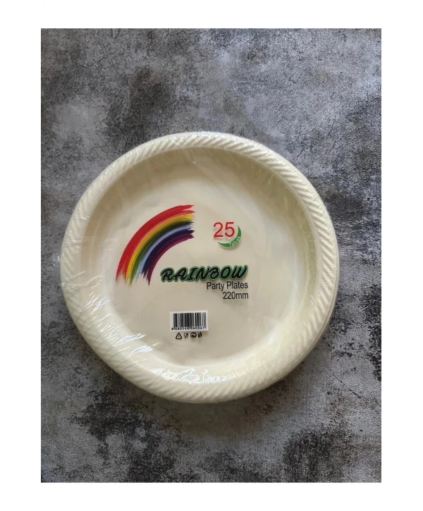 RAİNBOW PLAS TABAK KREM 22 CM 25 Lİ *40