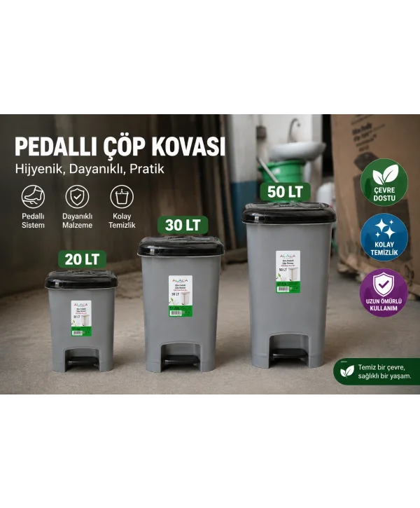 ÇÖP KOVASI 30 LT PEDALLI SLİM * 12 ad.