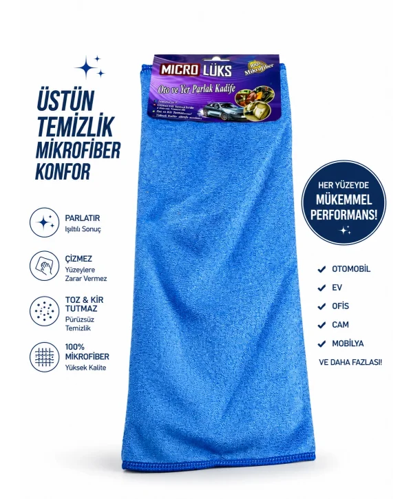 MİKROFİBER OTO BEZİ  LÜKS PARLAK KADİFE 50*70 20Lİ