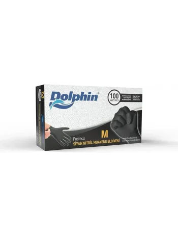ELDİVEN DOLPHİN NİTRİL KALIN SİYAH ORTA 100*10 LU