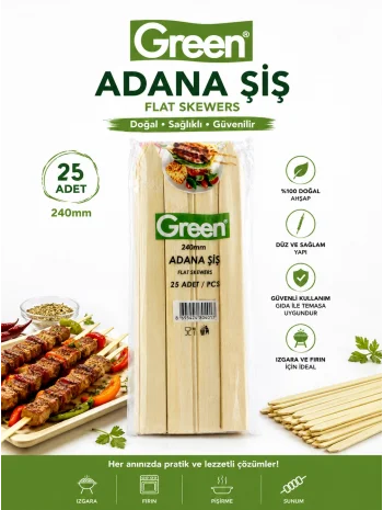 ADANA ŞİŞ BAMBU GREEN 24 CM 25* 100 LÜ