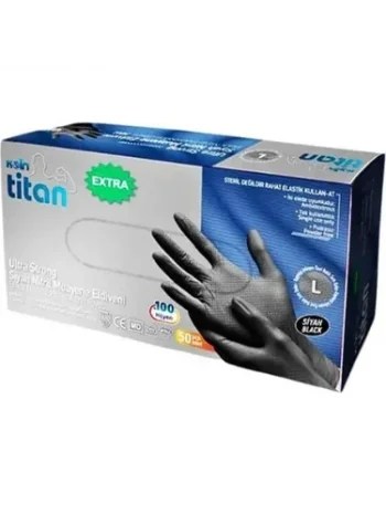 ELDİVEN TİTAN EKSTRA SİYAH  BÜYÜK  ( L)  50*20 Lİ
