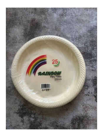 RAİNBOW PLAS TABAK KREM 22 CM 25 Lİ *40