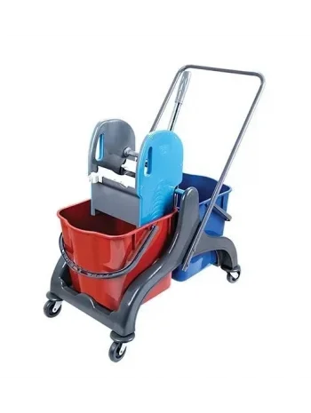 ÇİFT KOVALI PLASTİK PRESLİ TEMİZLİK ARABASI