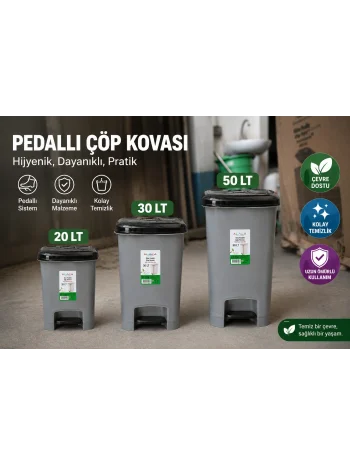 ÇÖP KOVASI 20 LT PEDALLI SLİM * 10 ad.