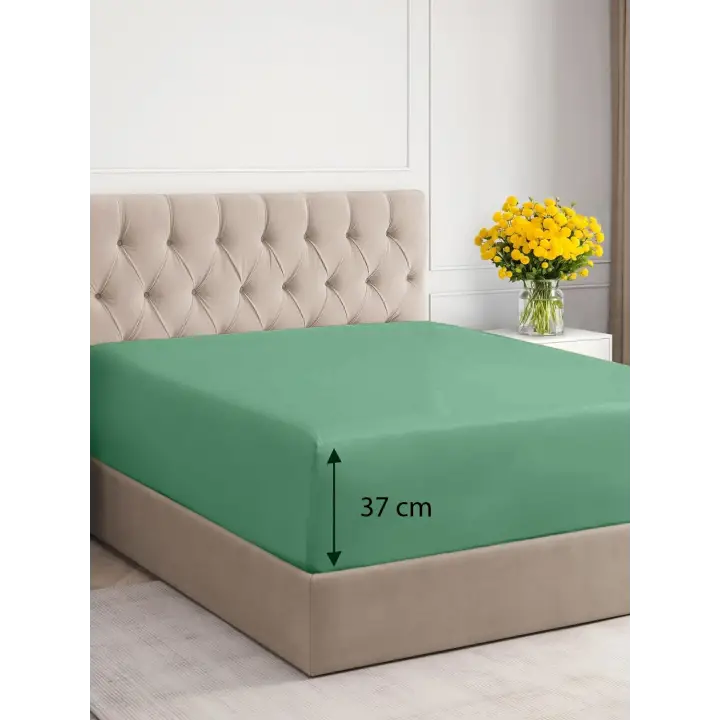Çift Kişilik Lastikli Çarşaf – 150x200 cm – 37 cm Yükseklik – %100 Pamuk | Sabia Home -Mintblue