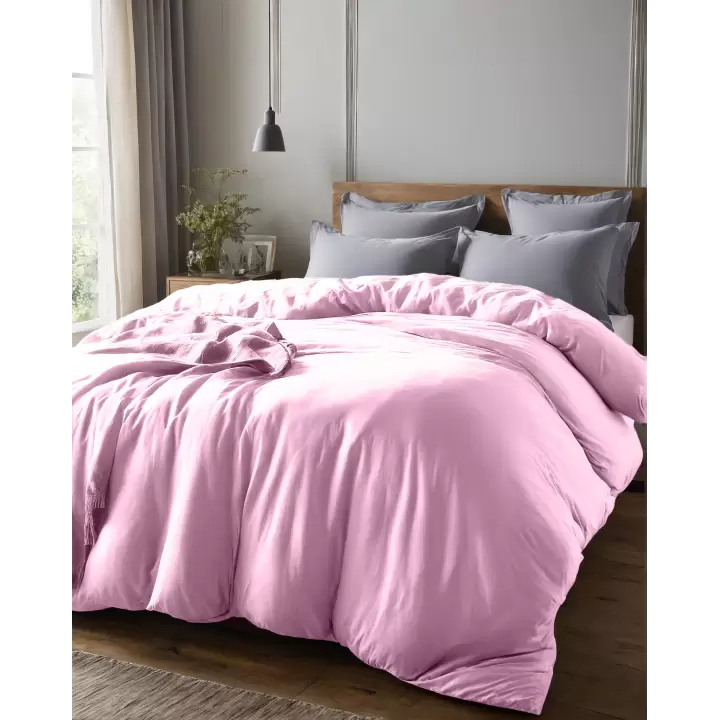 Sabia %100 Pamuk 62 Tel (155 TC) Battal Boy Nevresim - Pembe